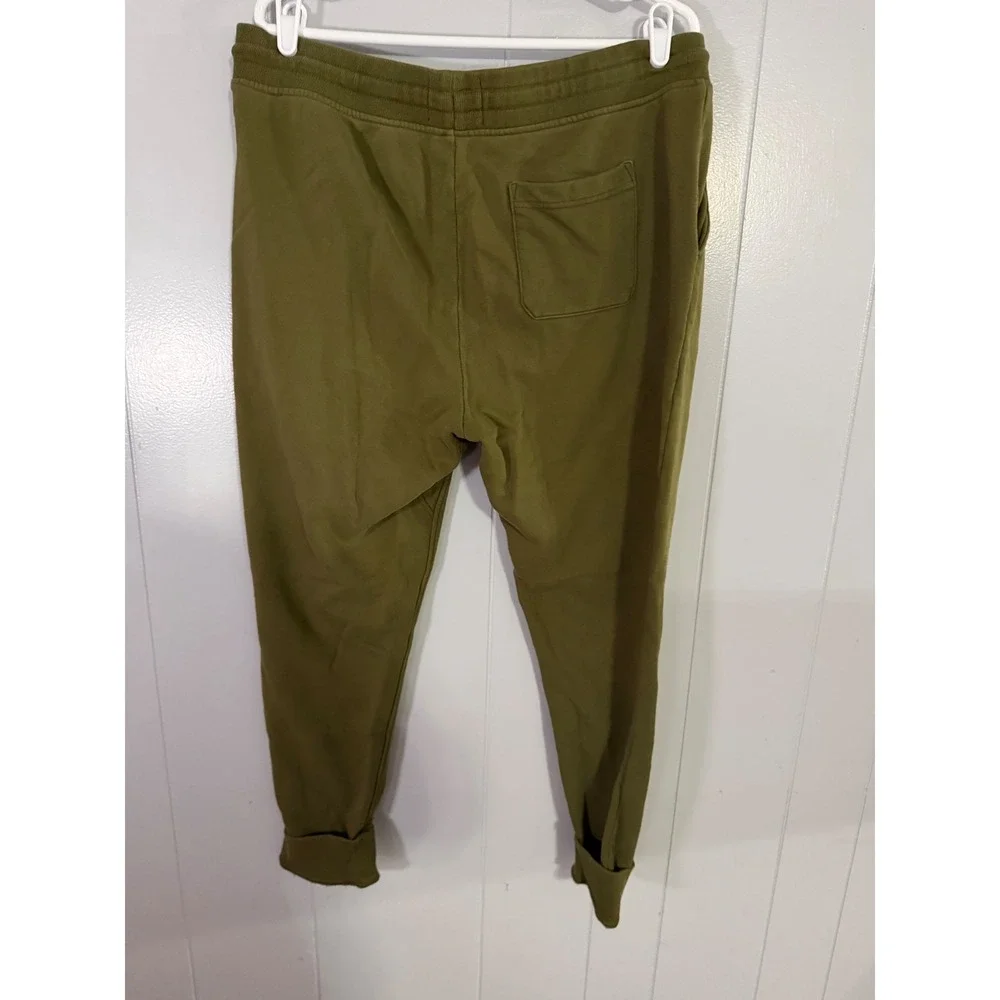 Banana Republic Jogger Pants Mens L Olive Green Tapered Fleece Drawstring EUC
